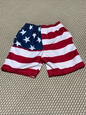 Faded Glory Boys Swim Trunks - Red White Blue Stars & Stripes